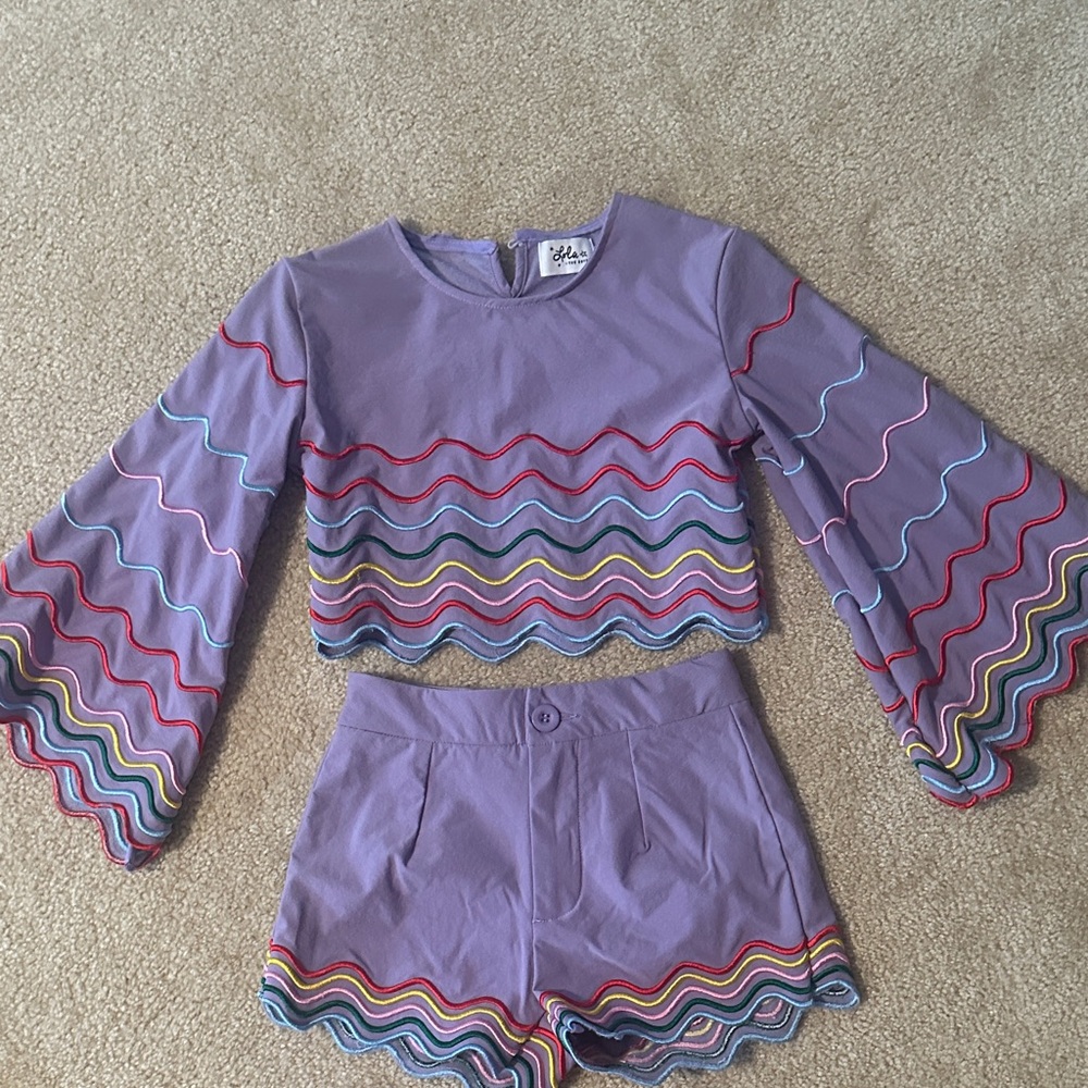 Lola + The Boys Purple Rainbow Kids Matching Set